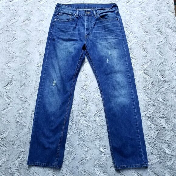 Levis Jeans Mens 33x32 Blue 505 Regular Straight Dark Wash American Denim - Picture 1 of 14